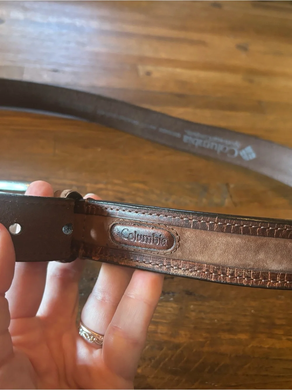 Columbia Brown Leather Men's Belt with Silver Buckle